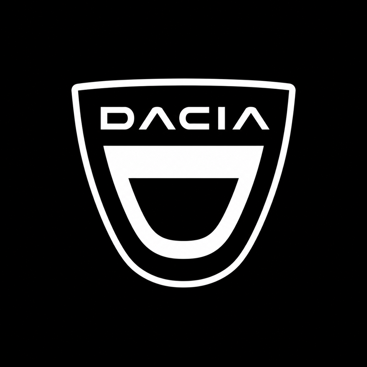 Emblème Dacia blanc sur fond noir