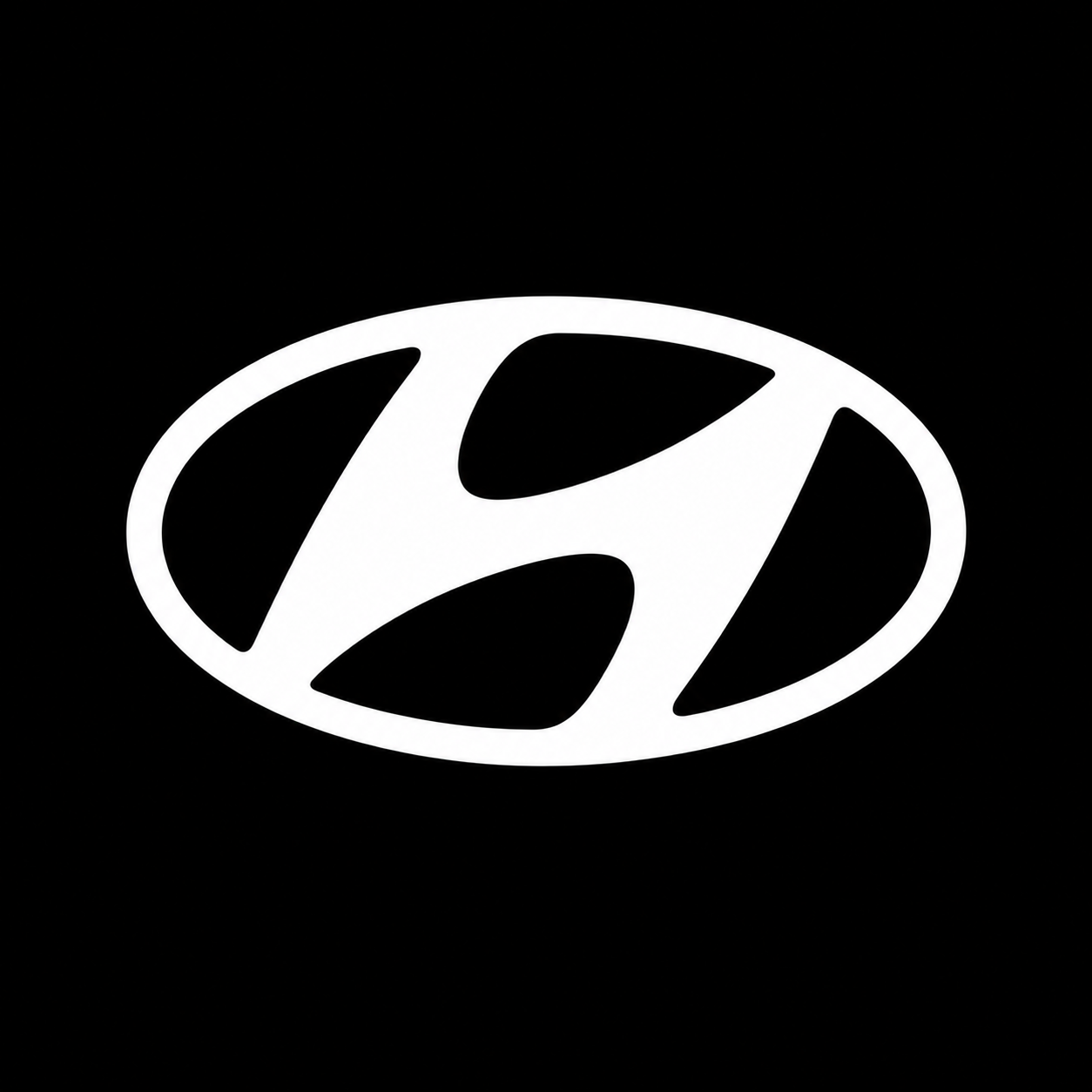 Emblème Hyundai blanc sur fond noir