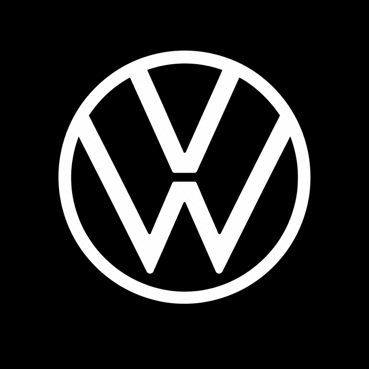 Emblème Volkswagen blanc sur fond noir