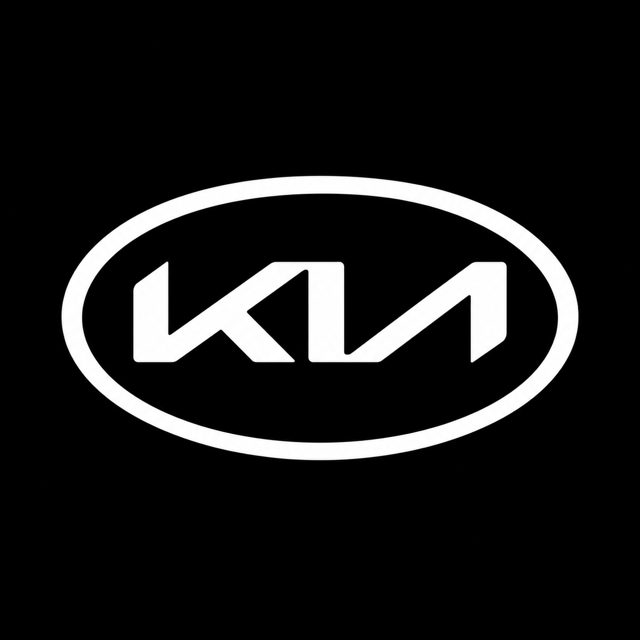 Logo KIA blanc sur fond noir