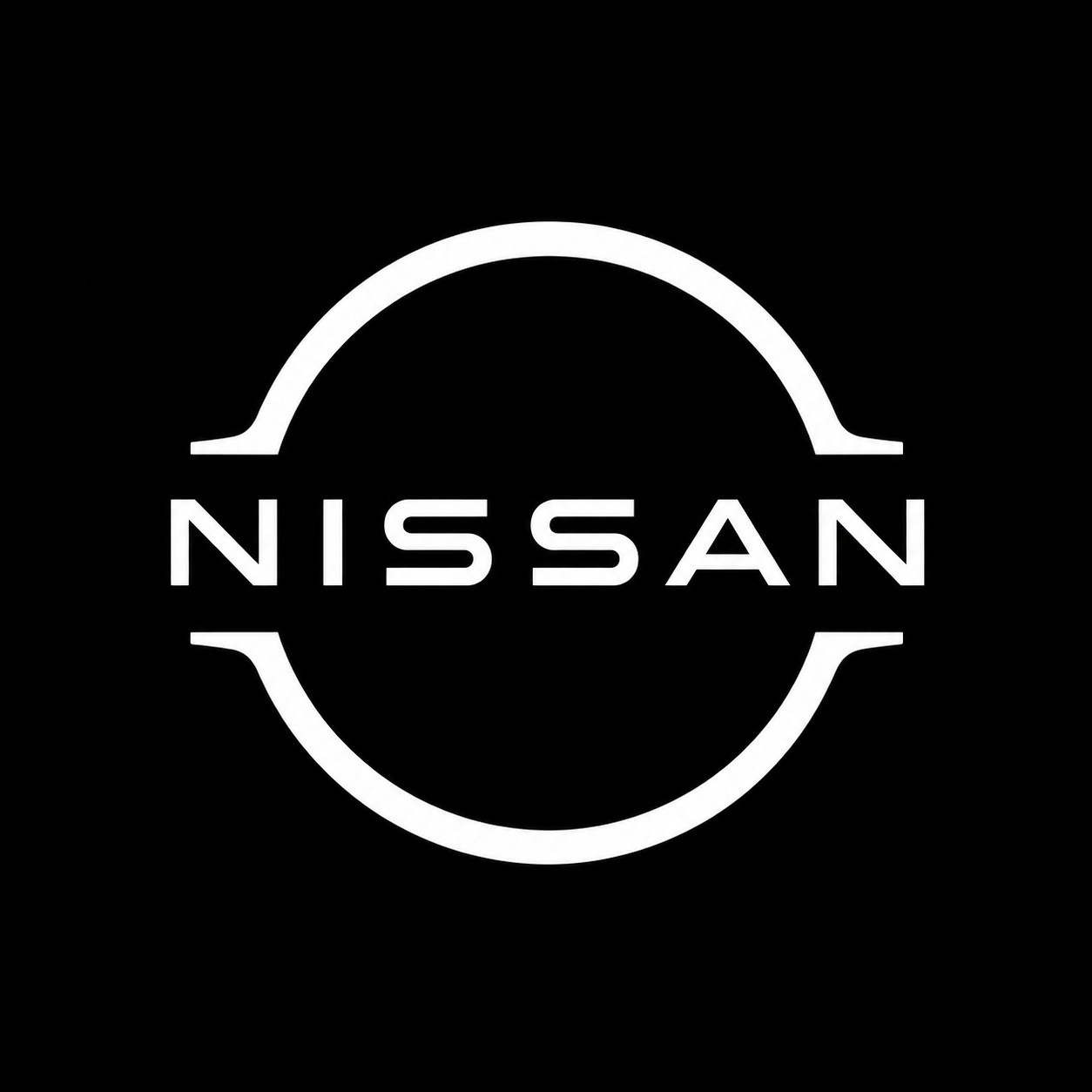 Logo Nissan monochrome sur fond noir